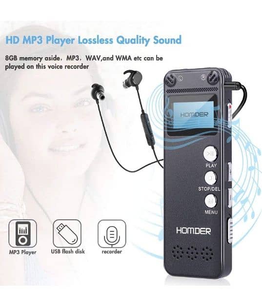 Digital Voice Recorder, Homder USB Professional Dictaphone MP3 Player 4