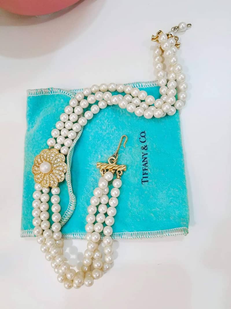 Tiffany three strand pearl choker necklace 2