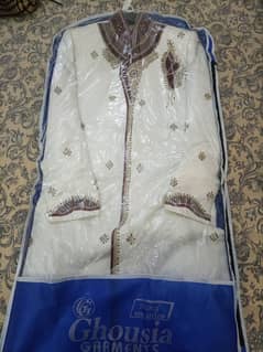 SHERWANI FOR GROOM (WEDDING) - ONE TIME USED ONLY - WHITE BURDUNDY