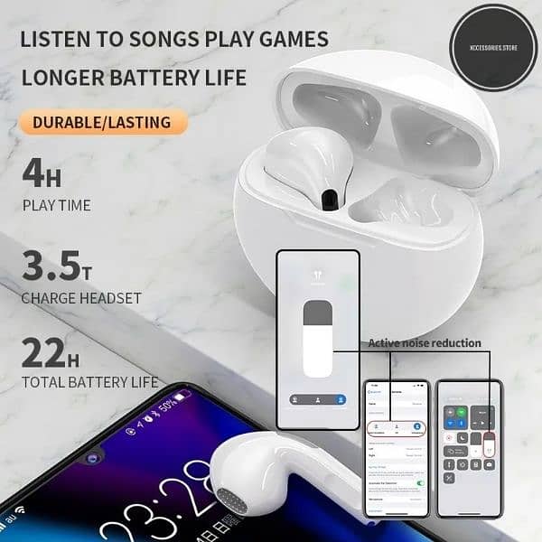 Original Pro6 TWS Touch Control Wireless Bluetooth 5.0 Headphones w 3
