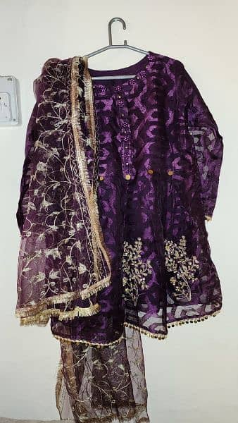 fancy 3 piece gharara frock new stitched set branded for ladies 0