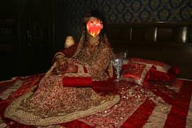 Red Bridal dress Short Frok and Sharara with Dupata 0