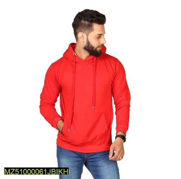 Men's Fleece Plain Hoodie. 0