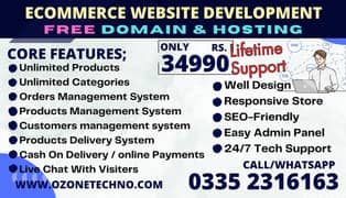 Ecommerce Website Design & Development With Free Hosting and Domain