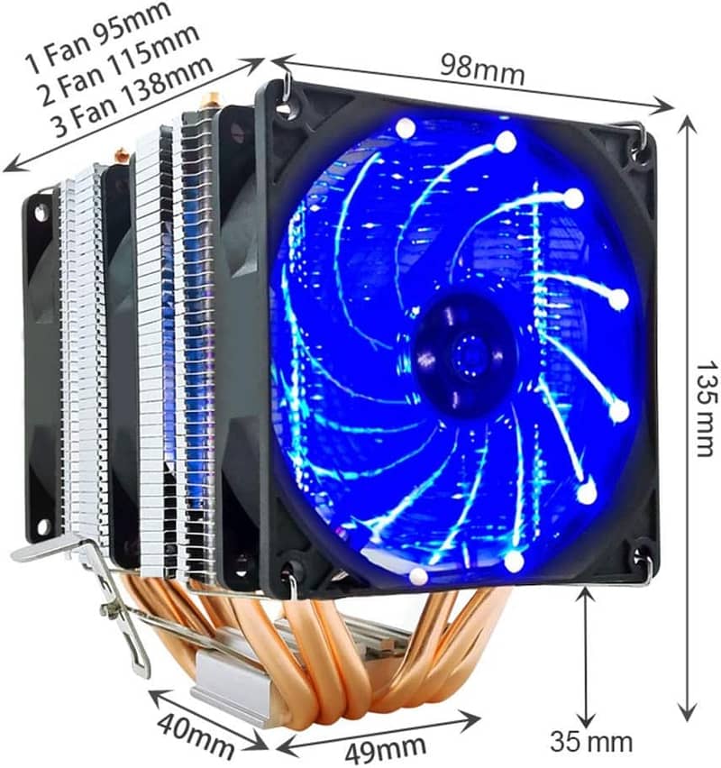 CPU Cooler 6 Heat-Pipes 3 Fans Dual-Tower Cooling 9cm RGB Fan 2