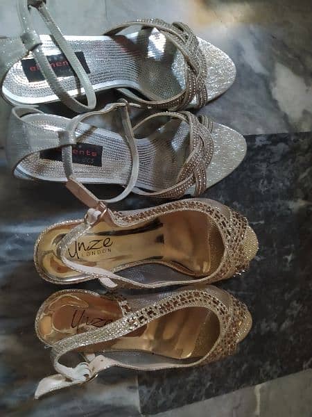 unze shoes golden colour size 38 nd Ehsan chappal  silver shoe size 38 4