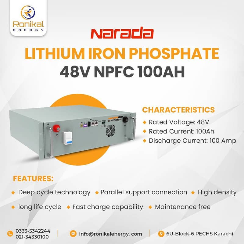 Narada Lithium Ion Solar Battery 48V 100Ah 3 Year warranty Dry Battery 2