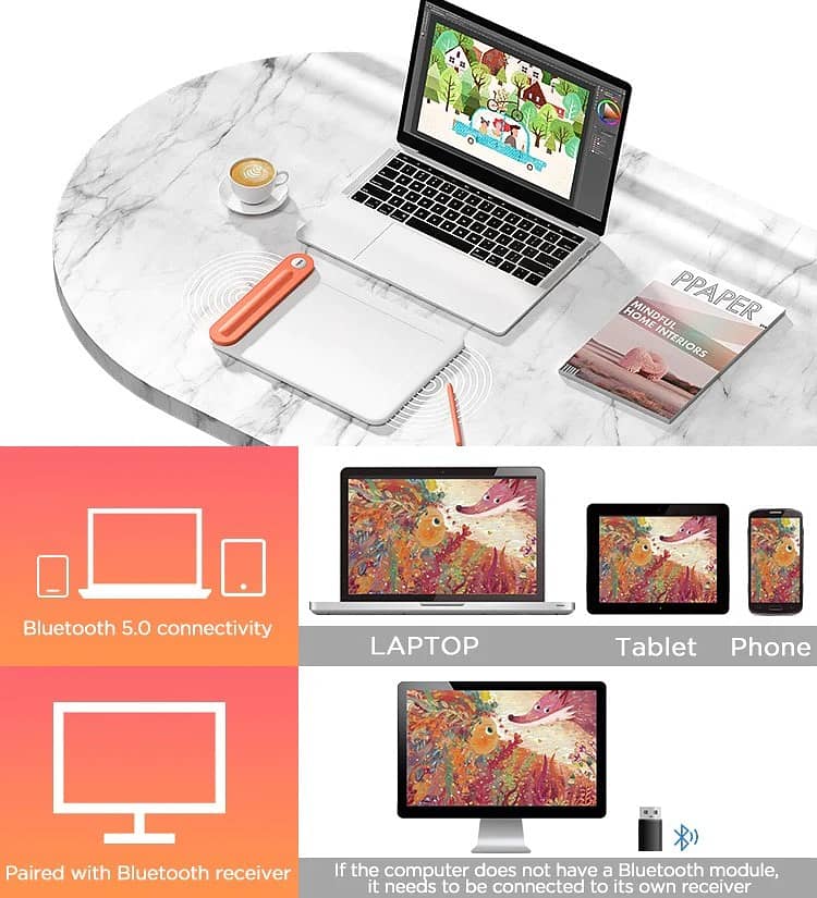 Drawing Tablet Wireless UGEE Q8W Bluetooth Graphic WACOM Tablet! 5