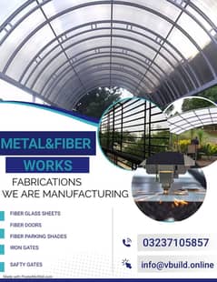 Fiber glass sheet fiber door (with materials ) /  car parking sheds