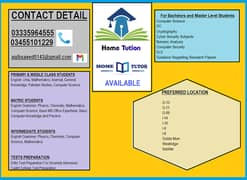 TUTOR AVAILABLE FOR HOME TUITION