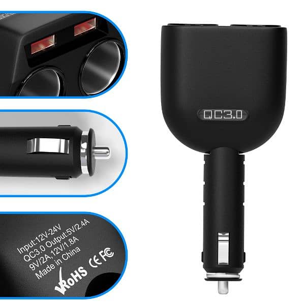 Cateck Quick Charge 3.0 Dual USB Car Charger Adapter 3