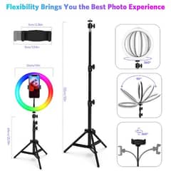 UNIQUE BRIGHT 10" RGB RING LIGHT WITH STAND AND MOBILE HOLDER 0