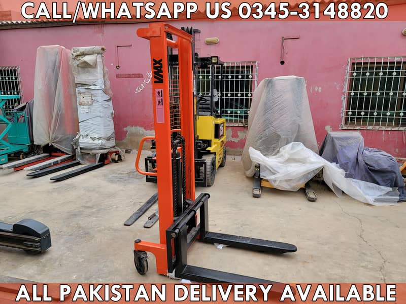 VMAX Brand New 2 Ton Manual Stacker Lifter forklift for Sale in Karach 0