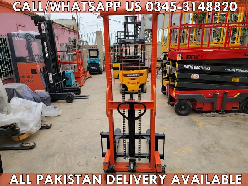 VMAX Brand New 2 Ton Manual Stacker Lifter forklift for Sale in Karach 5