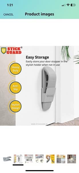 Dubai branded StickGuard Heavy Duty Rubber Door Stopper (2 Pack) 2