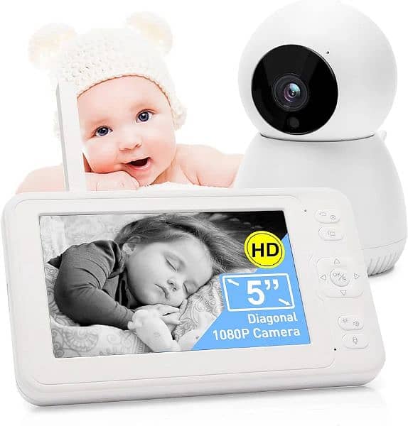 BT vedio baby monitor 5 inche larg screen Rotatable Camera tow way 0
