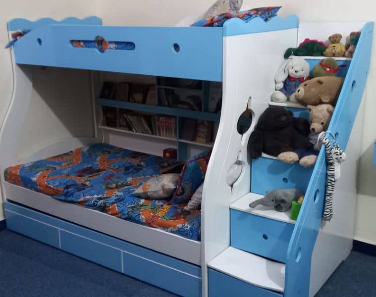 boys bunk bed set (White and sky blue Deco paint) 3