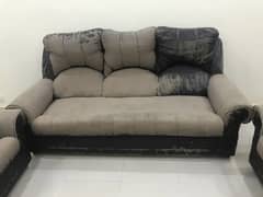 Leather five seater sofa