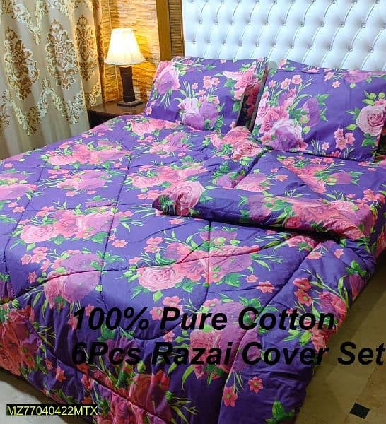 6 pac mix cotton printed Double Bed Razai set 19