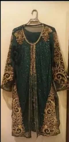 Bottle Green Long Jacket Style Jewellery work sitari Inner full shirt 0