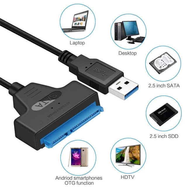 SATA to USB 3.0 / 2.0 Type C Adapter Cable Up to 6 Gbps for 2.5 Inch E 1