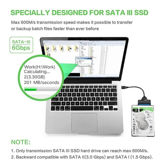 SATA to USB 3.0 / 2.0 Type C Adapter Cable Up to 6 Gbps for 2.5 Inch E 3