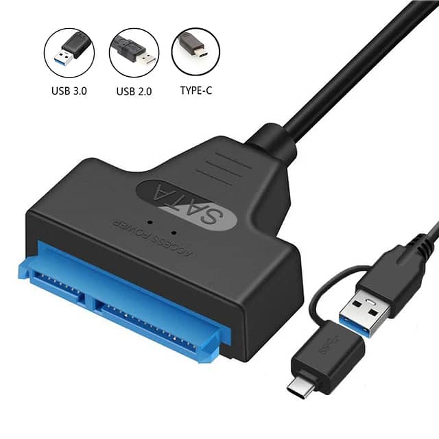 SATA to USB 3.0 / 2.0 Type C Adapter Cable Up to 6 Gbps for 2.5 Inch E 9