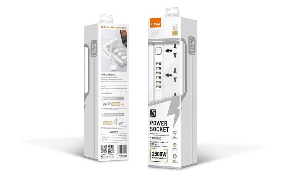 LDNIO SC5614C: 5 Universal Outlets, 6 USB Ports, 2M Power Cord Power S 2