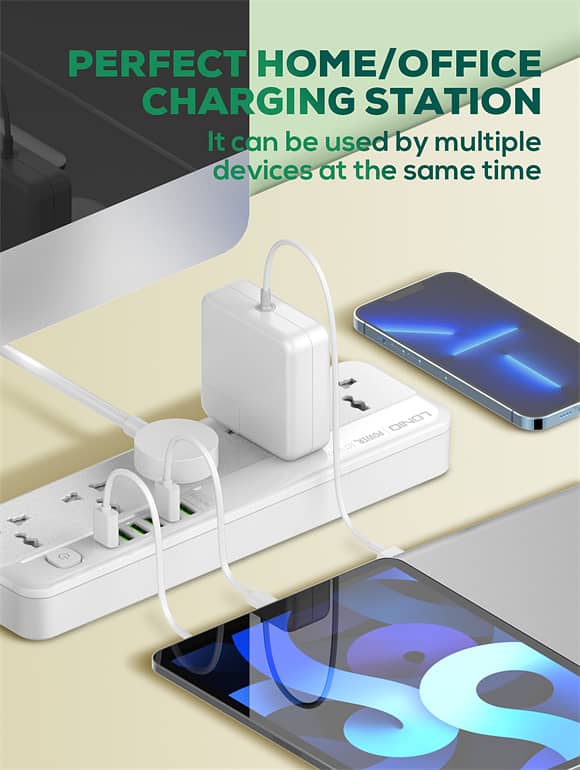 LDNIO SC5614C: 5 Universal Outlets, 6 USB Ports, 2M Power Cord Power S 3