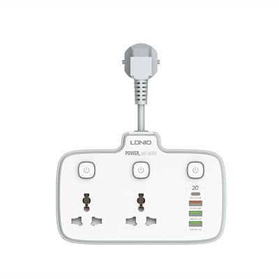 LDNIO SC2413: Extension Socket with 2 Universal Outlets, PD & amp; QC 0