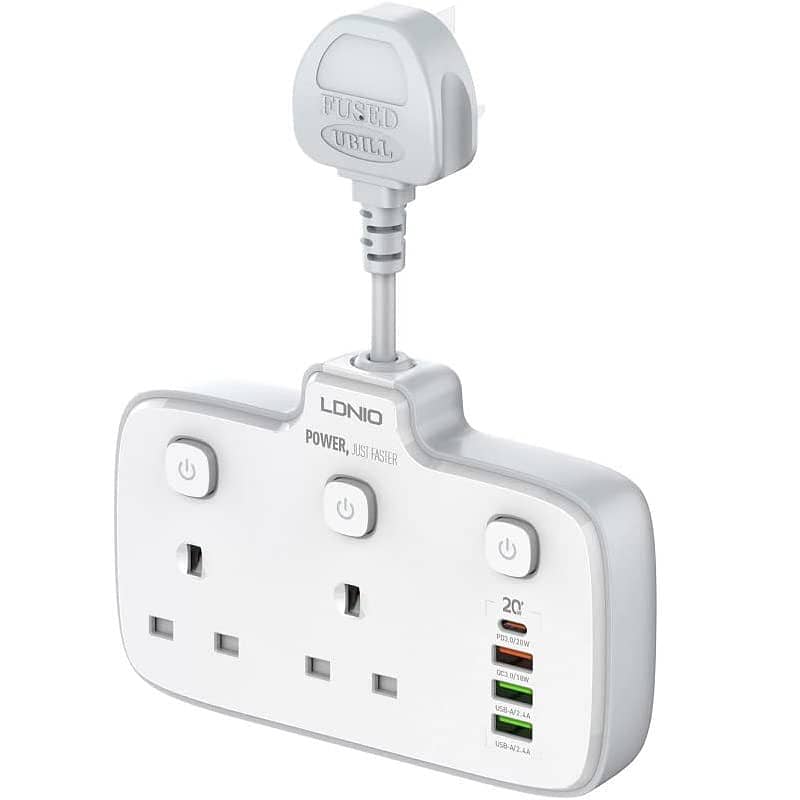 LDNIO SC2413: Extension Socket with 2 Universal Outlets, PD & amp; QC 3