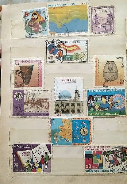 vintage post stamp collection book with various Pakistani stamps 6