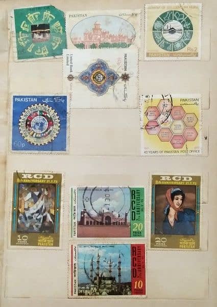 vintage post stamp collection book with various Pakistani stamps 12