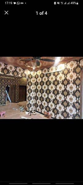 Wallpaper,media wall. pvc panel,gypsum ceiling,home decor,offic design 1