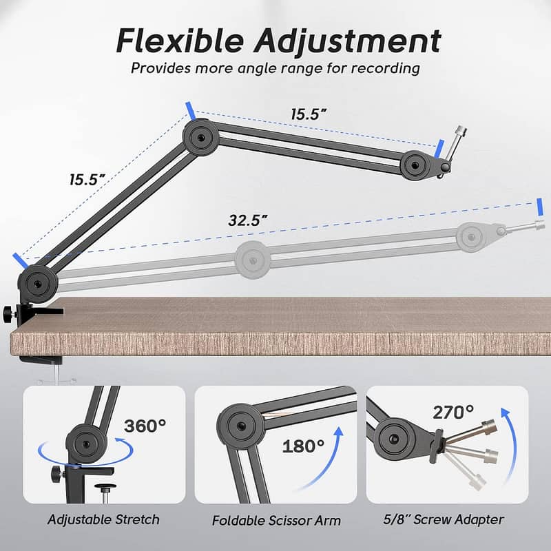 FIFINE BM63 Boom Arm Stand Heavy Duty Boom Arm Stand For Podcasting 4