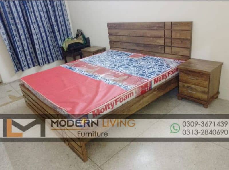 Stylish king size bed with side table 2