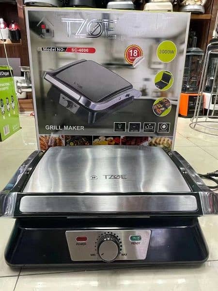 Electric Commercial Double Panini Press Grill Non-Stick Coated Plates 3