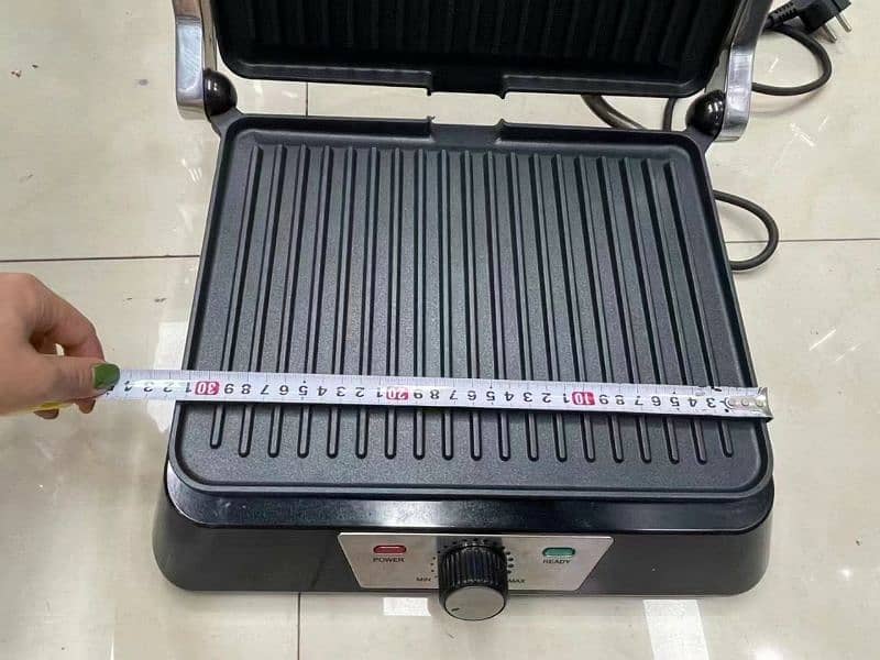 Electric Commercial Double Panini Press Grill Non-Stick Coated Plates 5