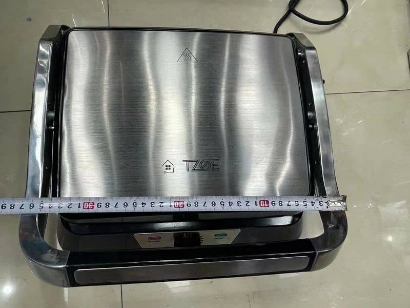 Electric Commercial Double Panini Press Grill Non-Stick Coated Plates 6