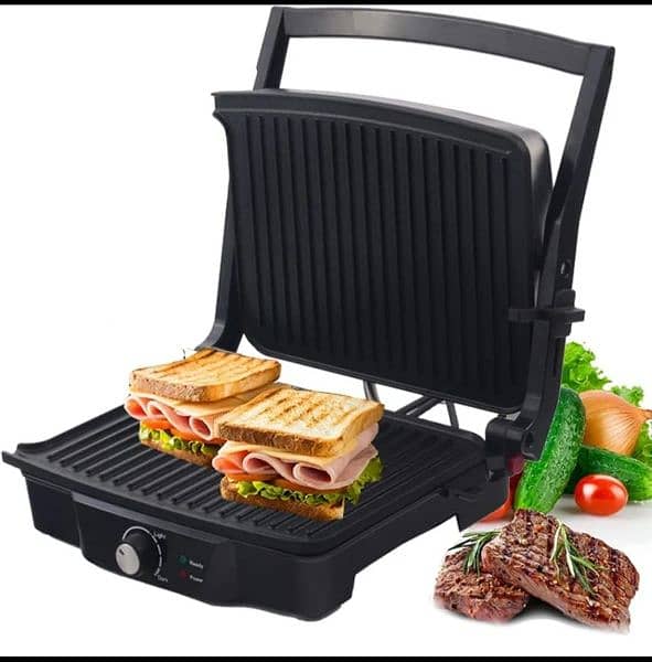 Electric Commercial Double Panini Press Grill Non-Stick Coated Plates 7