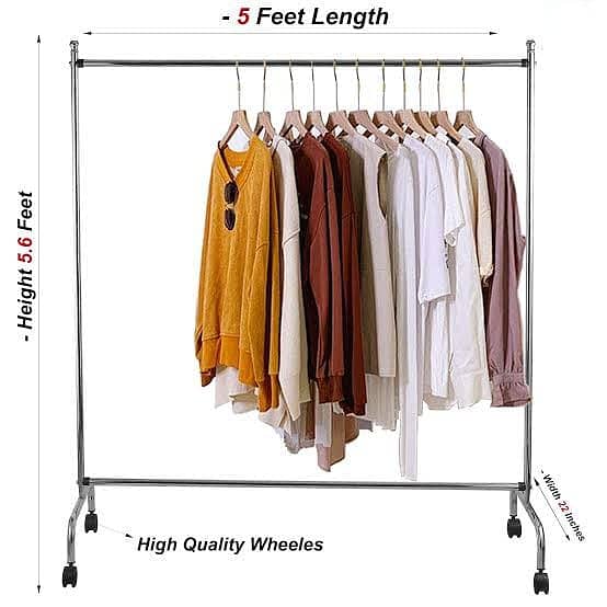 Steel Color Coated Cloth Hanging Trolley Stand 03020062817 8