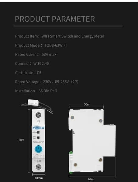 63A Tomzn wifi smart circuit breaker 2P and 1P 15