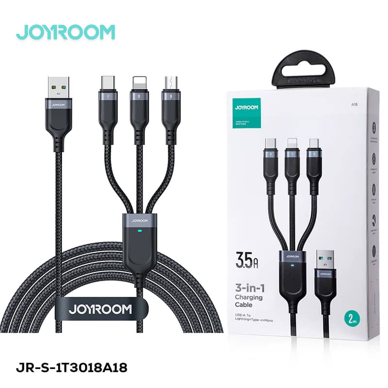 JOYROOM S-1T3018A18 Multi-Use 3.5A USB-A to Lightning+Type-C+Micro 3-i 0
