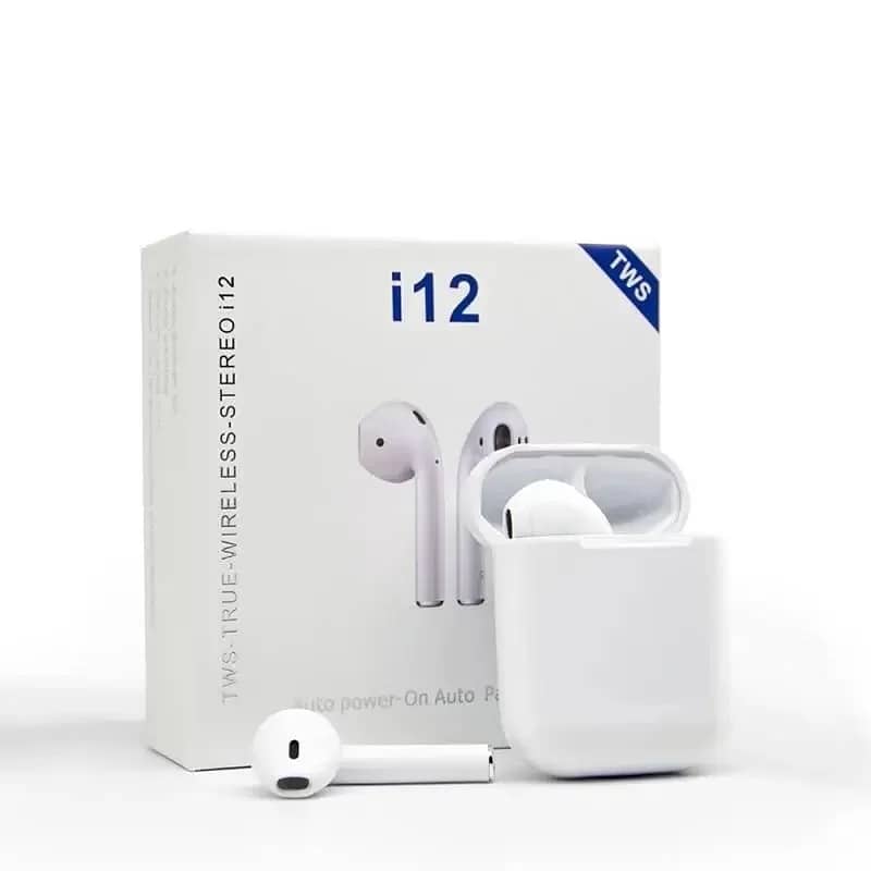 i12 TWS Touch Sensor Airpods Earphones With Charging Case Dock Earbuds 0