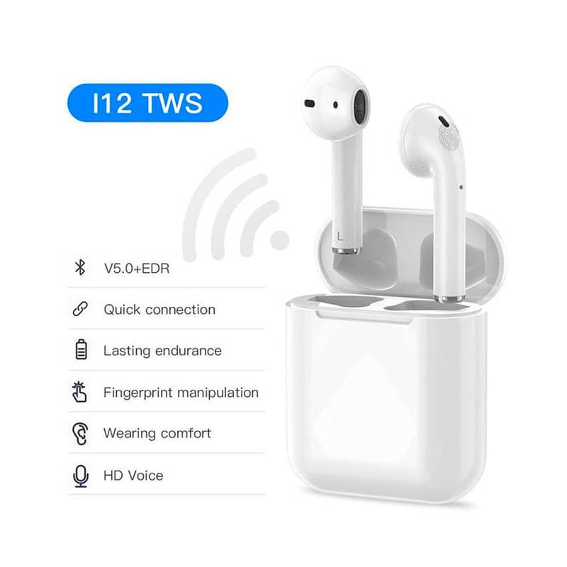 i12 TWS Touch Sensor Airpods Earphones With Charging Case Dock Earbuds 1