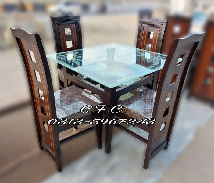 Luxury 4 chair Wooden Dining Table for sale in karachi - dining chairs 0