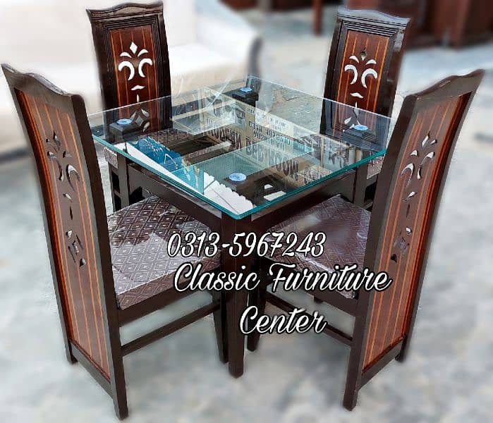 Luxury 4 chair Wooden Dining Table for sale in karachi - dining chairs 1