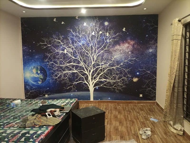 Wall picture,wallpaper,3D design,ceiling design,roller blinds,glass sh 16