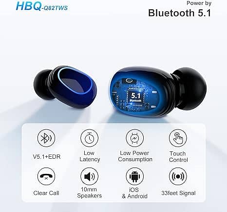 Kinganda Bluetooth Headphones True Wireless Earbuds Touch Control 1
