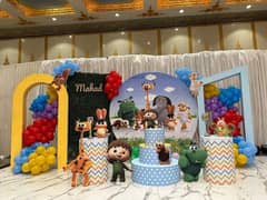 Birthday parties decoration Magic puppet show balloons jumping castle